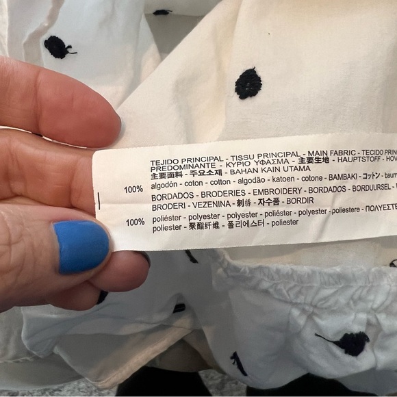 2/25 Zara Polka Dot Flounce Hem Mini Baby Doll White Dress with black dots bow - Picture 6 of 6